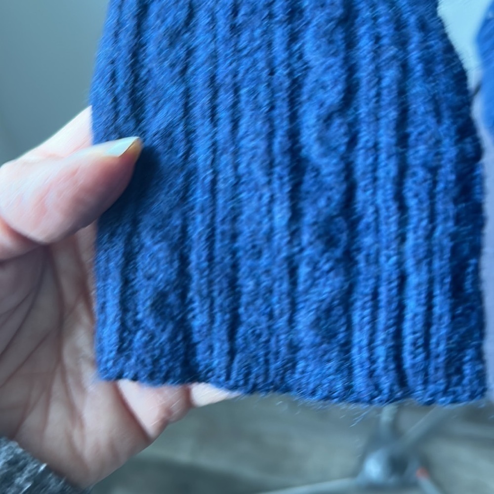 Classiques Entier sweater blue removable collar 100% fine Merino wool size Med - Picture 5 of 12
